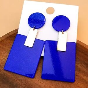 Monique - Blue Big Style Exaggerated Geometric Design Square Earrings.HOT ITEM